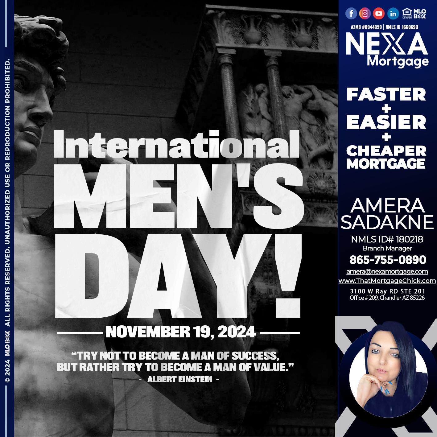 INTERNATIONAL MENS DAY - Amera Sadakne -Mortgage Loan Originator