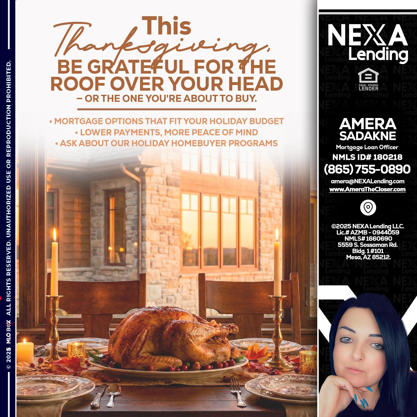 THIS THANKSGIVING - Amera Sadakne -Mortgage Loan Originator