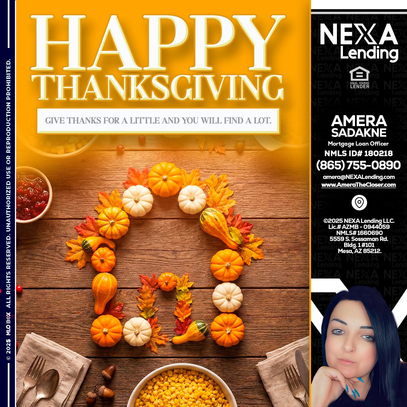 HAPPY THANKSGIVING - Amera Sadakne -Mortgage Loan Originator