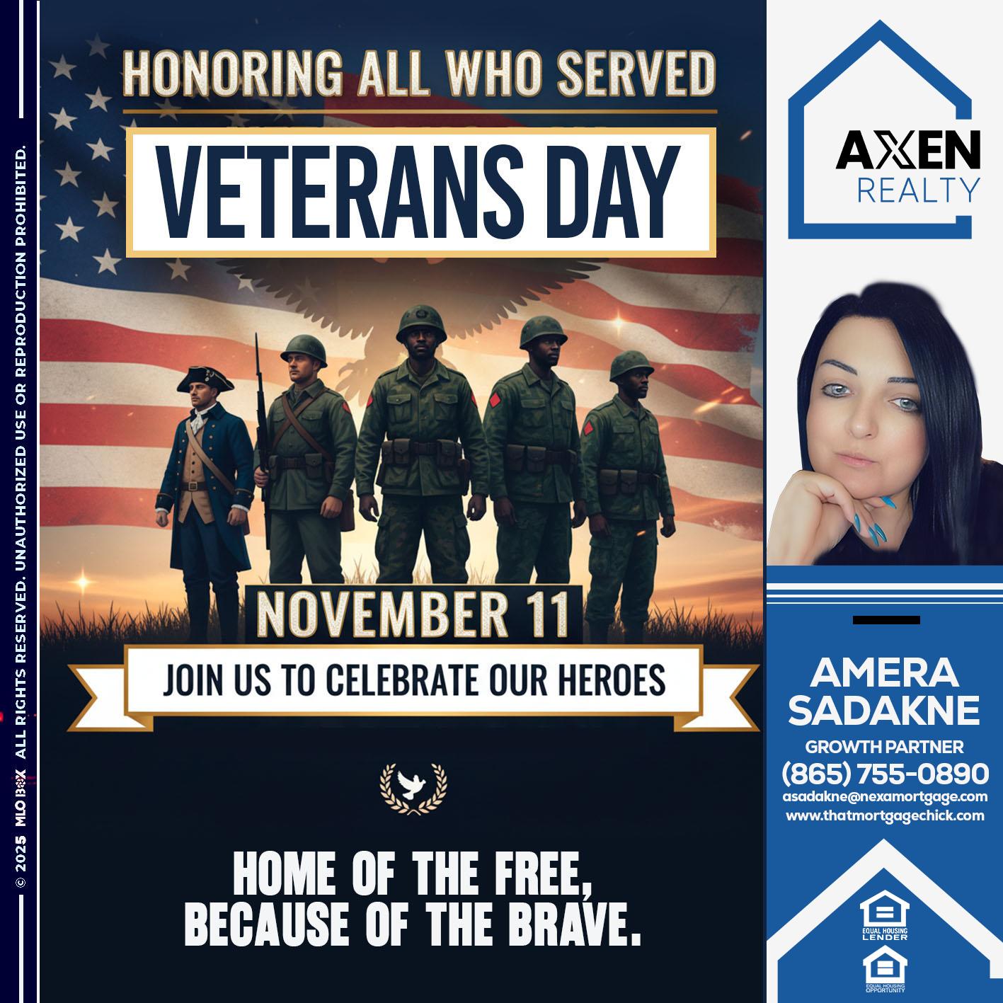 VETERANS DAY - Amera Sadakne -Mortgage Loan Originator