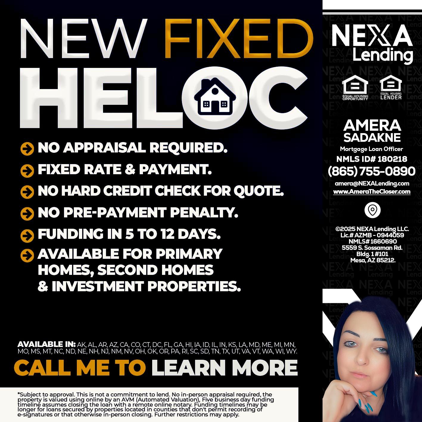 HELOC - Amera Sadakne -Mortgage Loan Originator