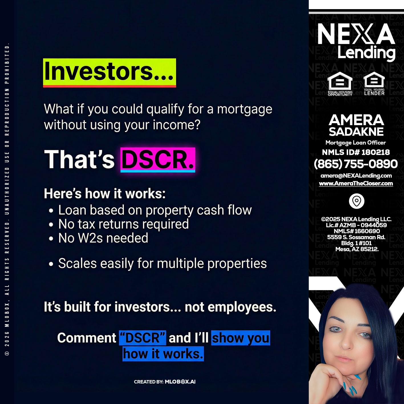 INVESTORS - Amera Sadakne -Mortgage Loan Originator