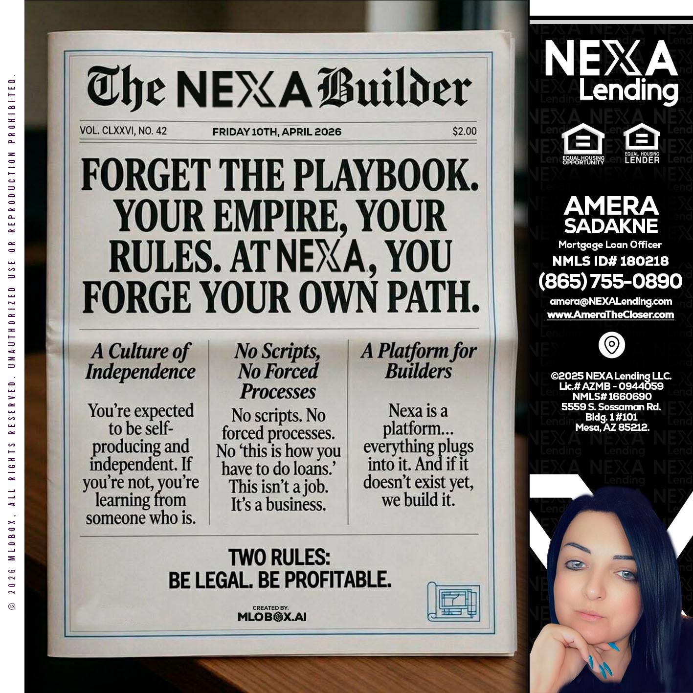 THE NEXA BUILDER - Amera Sadakne -Mortgage Loan Originator