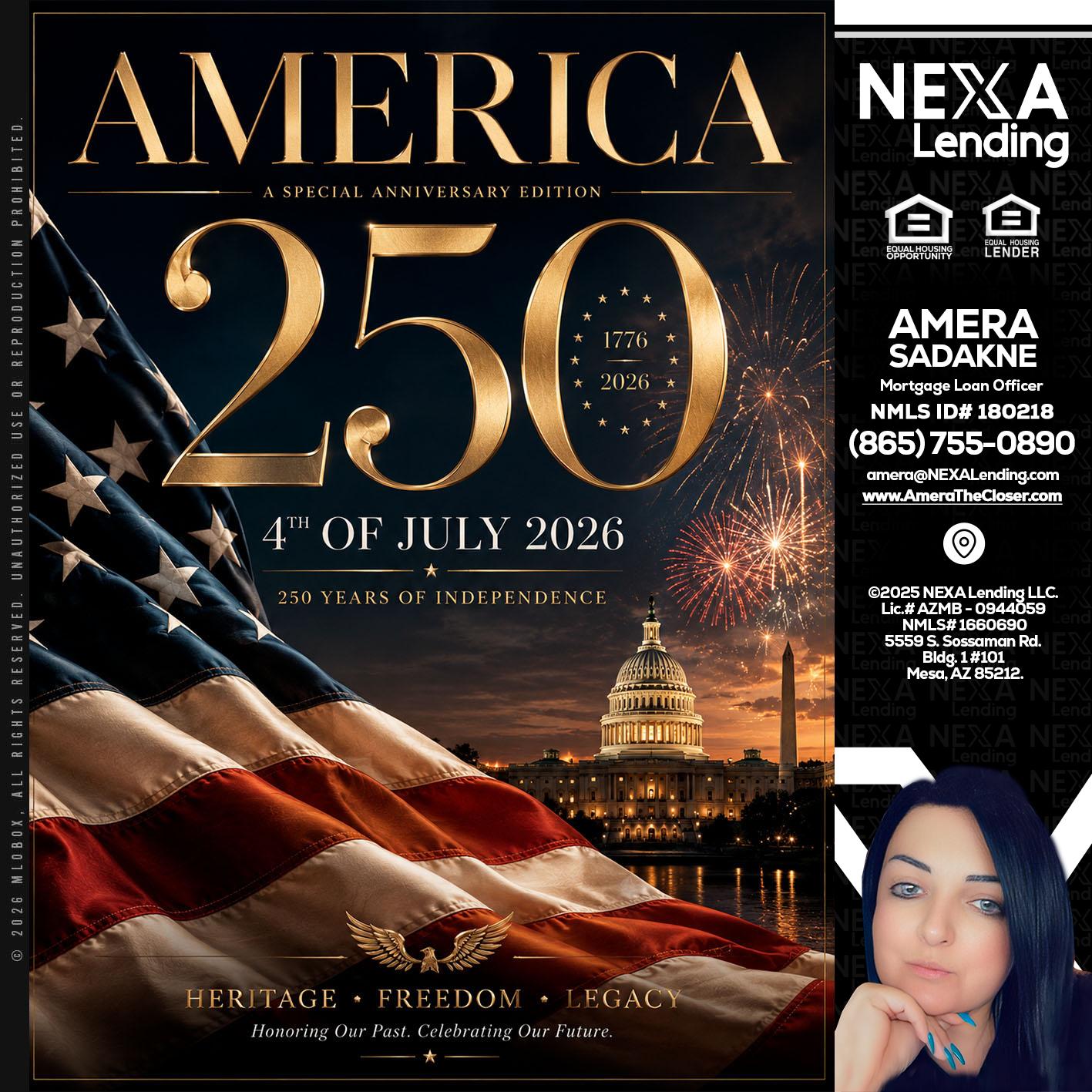AMERICA 250 TH - Amera Sadakne -Mortgage Loan Originator